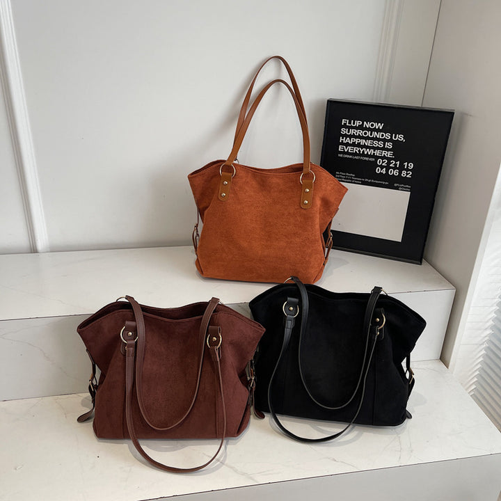 Damen Shopper-Tasche aus weichem Veloursleder mit eleganten Tragegriffen Nord Taschen
