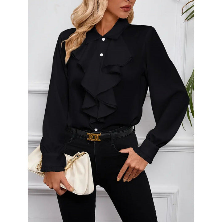Damen Bluse Mitraffinierten Rüschendetails und Eleganten Ärmeln