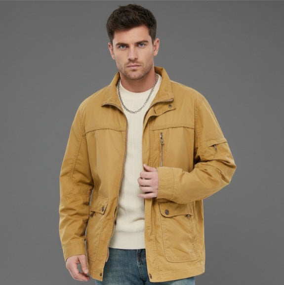 Herren leichte Outdoor-Utility Jacke mit Stehkragen Nord Taschen