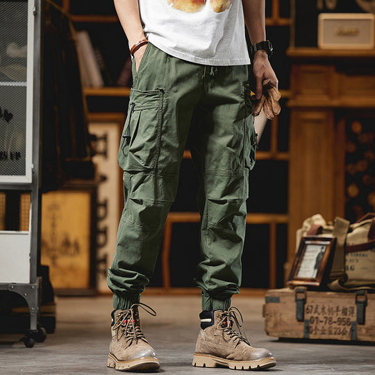 Herren Militärisch inspirierte Cargohose mit elastischem Tunnelzugbund, Klapp- und Reißverschlusstaschen Nord Taschen
