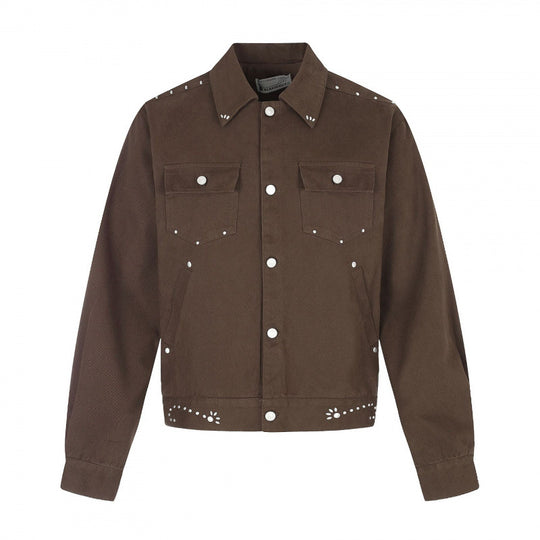 Herren Kurz geschnittene Canvas-Blousonjacke mit Nietenbesatz und Pattentaschen Nord Taschen