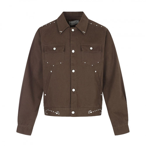 Herren Kurz geschnittene Canvas-Blousonjacke mit Nietenbesatz und Pattentaschen Nord Taschen