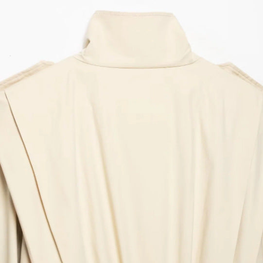 Damen Cropped Doppelreihiger Trench‑Blouson mit Stehkragen, Schulterpatten und elastischem Saum Nord Taschen
