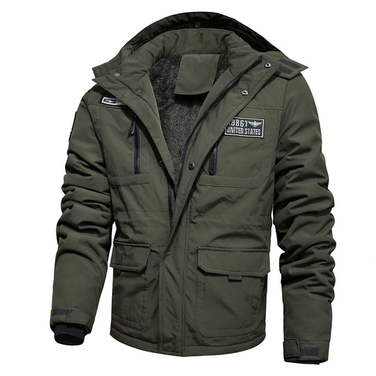 Herren wasserabweisender Utility-Parka mit Teddyfutter, Kapuze und Multifunktionstaschen Nord Taschen