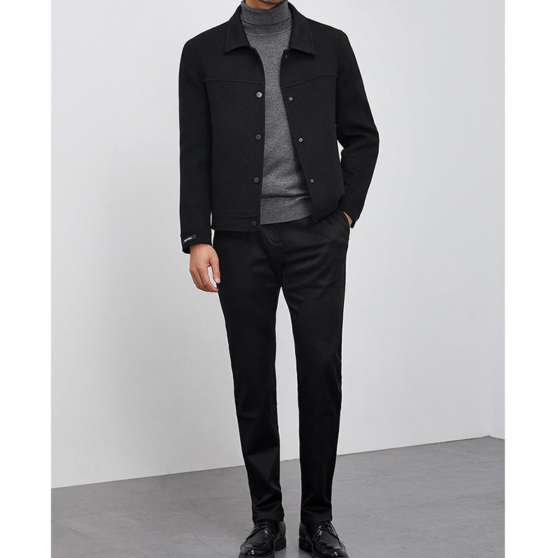 Herren Kastenförmige Wollmix-Blousonjacke mit verdeckter Druckknopfblende und Eingrifftaschen Nord Taschen
