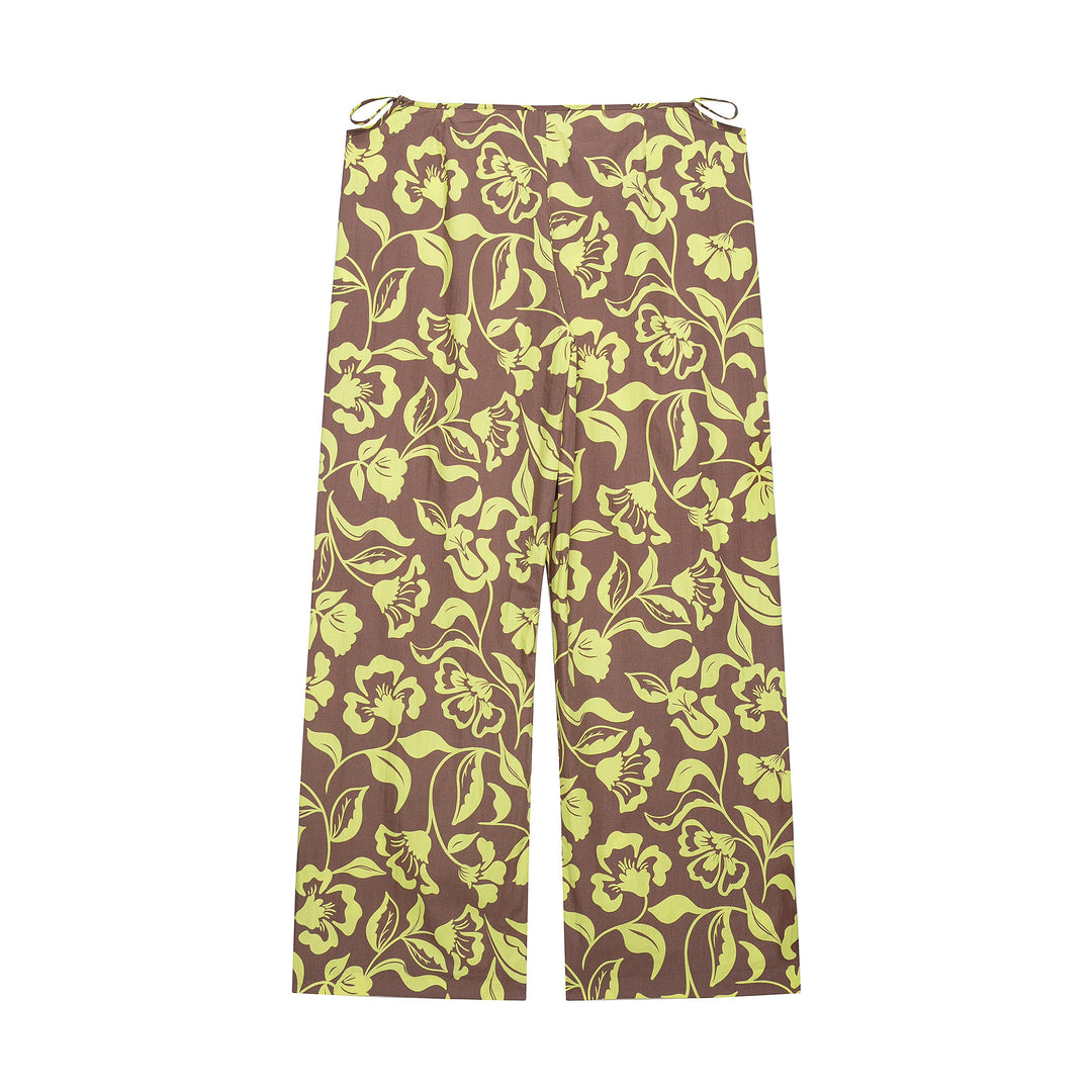 Damen Weite Palazzohose mit hohem Bund, Tunnelzug und floralem Allover-Print Nord Taschen