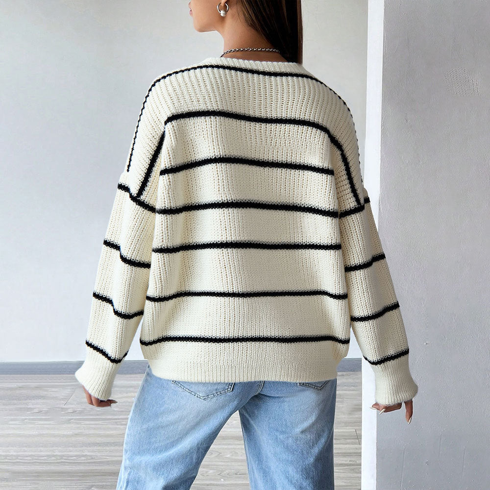 Damen oversized Strickcardigan mit Rippenkante, aufgesetzten Taschen und Knopfverschluss Nord Taschen