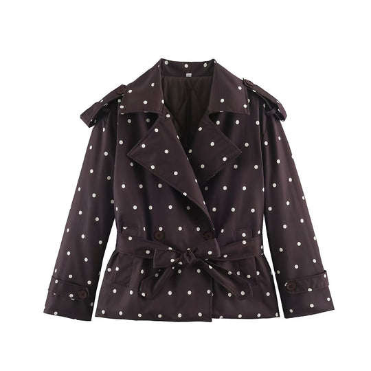 Damen Kurztrenchjacke im Karo-Look mit Taillengurt, Schulterriegeln und gesteppter Innenfütterung Nord Taschen