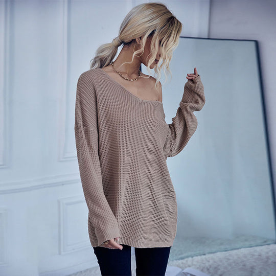 Damen Lässiger Strukturierter Pullover Nord Taschen