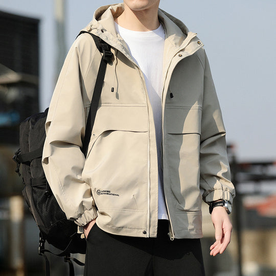 Herren Leichte Kapuzen-Utility-Windjacke mit großen Pattentaschen und elastischen Bündchen Nord Taschen