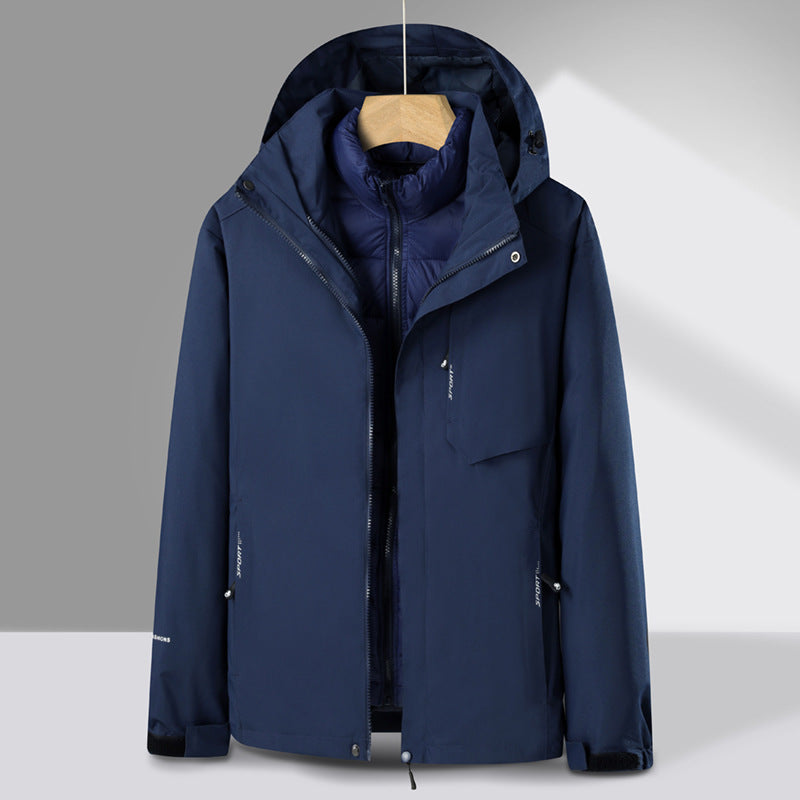 Herren dreiteiliger Übergangsparka mit abnehmbarer gesteppter Innenjacke und wetterfester Softshell-Außenlage Nord Taschen