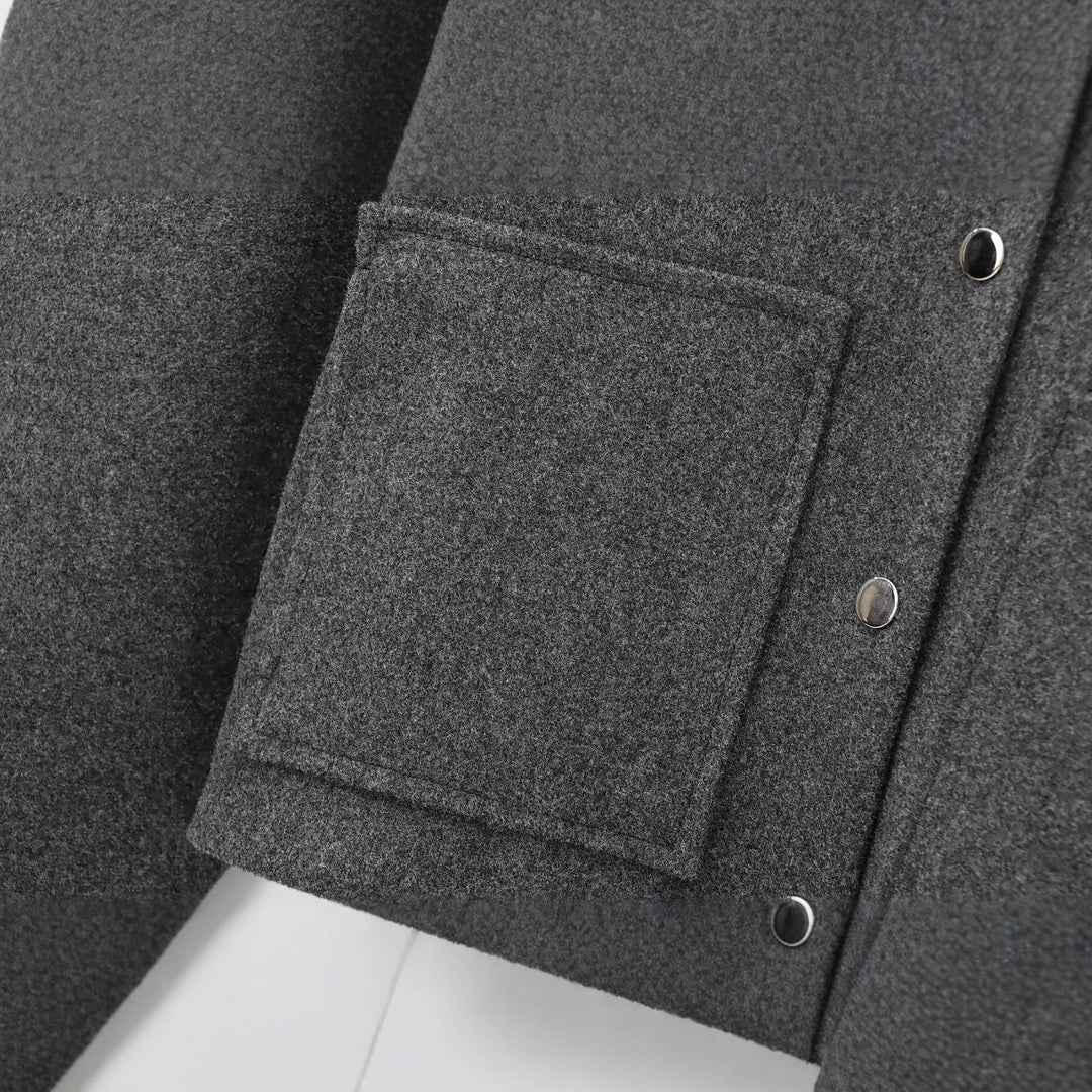 Damen Cropped Wollmix‑Jacke im Boxy‑Schnitt mit Stehkragen und aufgesetzten Taschen Nord Taschen