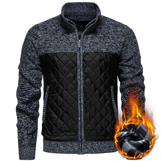 Herren Gestepptes Hybrid-Strickjacke mit Stehkragen und durchgehendem Reißverschluss Nord Taschen