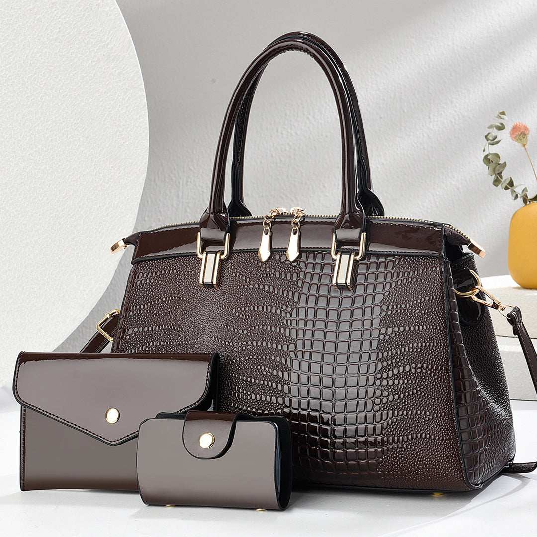 Damen elegante Handtasche mit abnehmbarem Geldbeutel und Krokodilprägung Nord Taschen