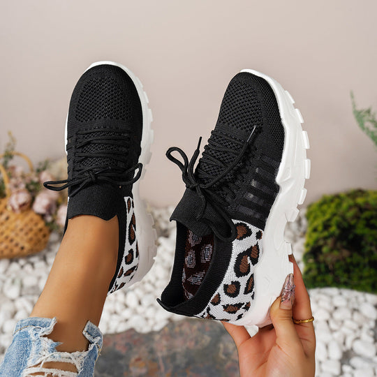 Damen Sportliche Sneakers mit atmungsaktivem Netzdesign und modischem Leopardenmuster Nord Taschen