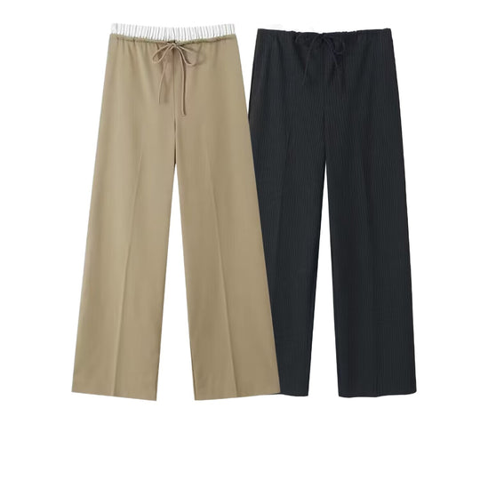Damen Weite Palazzo‑Hose mit Tunnelzugbund und feiner Bügelfalte Nord Taschen