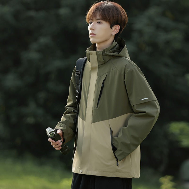 Herren Zweifarbige Wind- und Wasserabweisende Softshelljacke mit Kapuze Nord Taschen