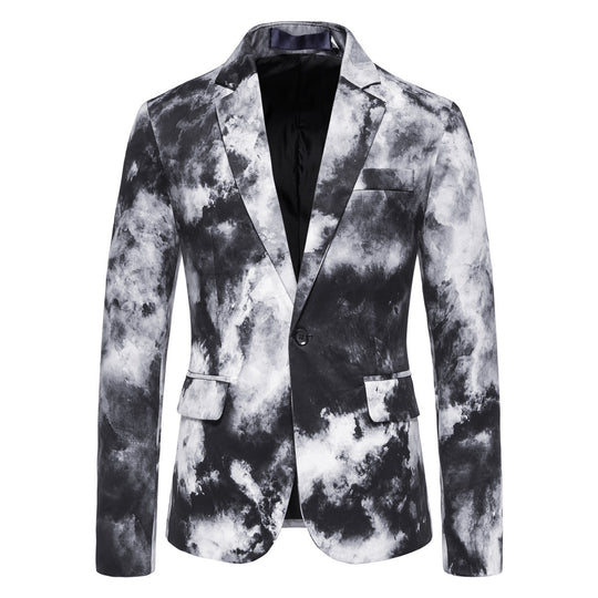 Herren Slim-Fit Sakko mit Aquarell-Print und Ein-Knopf-Verschluss Nord Taschen