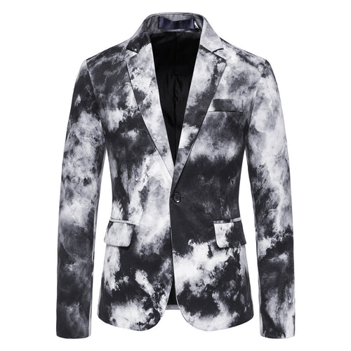 Herren Slim-Fit Sakko mit Aquarell-Print und Ein-Knopf-Verschluss Nord Taschen