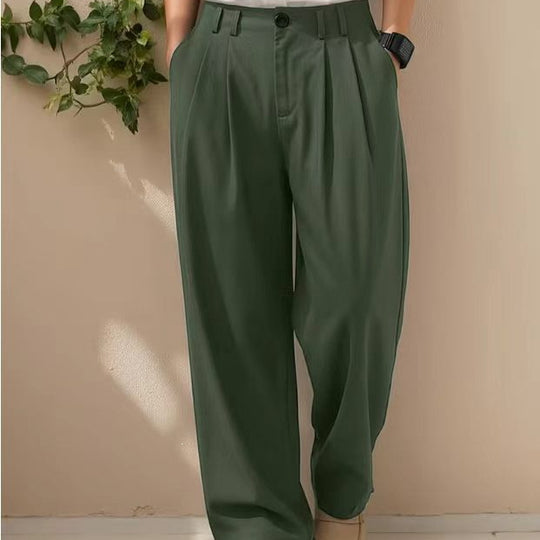 Damen Weite High-Waist Cargohose mit Kellerfalten, verstellbarem Beinabschluss & Utility-Gürtel Nord Taschen