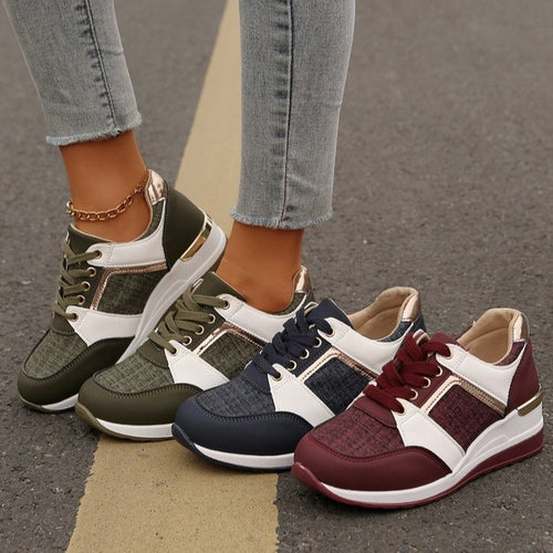 Damen  modische Plateau-Sneaker mit gepolstertem Memory-Fußbett und strukturierter Textil-Kombination Nord Taschen