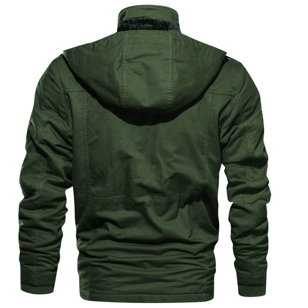 Herren Thermo-gefütterte Canvas-Feldjacke mit Kapuze und Multifunktionstaschen Nord Taschen