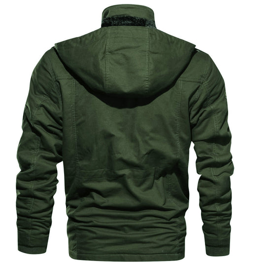 Herren Thermo-gefütterte Canvas-Feldjacke mit Kapuze und Multifunktionstaschen Nord Taschen