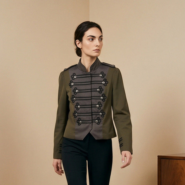 Damen Kurz geschnittener militärinspirierter Blouson mit Zierkordeln Nord Taschen