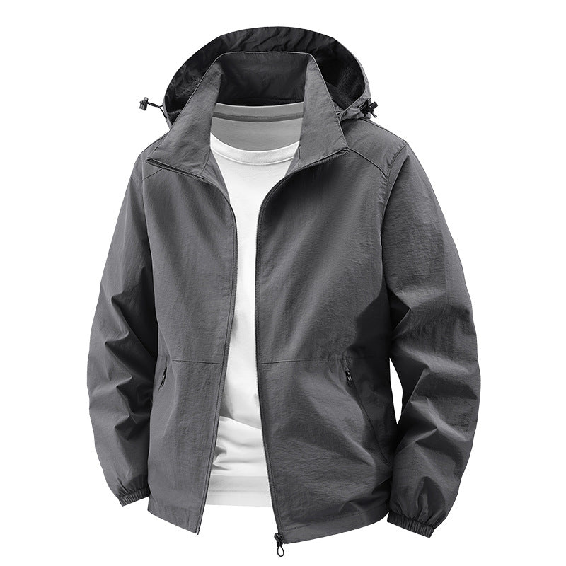 Herren Leichte Outdoor-Jacke mit verstellbarem Kapuzenkragen Nord Taschen
