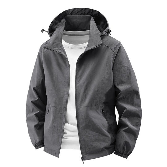 Herren Leichte Outdoor-Jacke mit verstellbarem Kapuzenkragen Nord Taschen