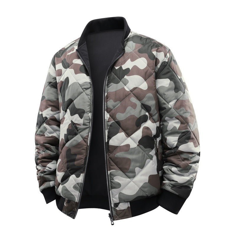 Herren Gestepptes Camouflage-Bomberjacke mit Rippbündchen und Zweiwege-Reißverschluss Nord Taschen