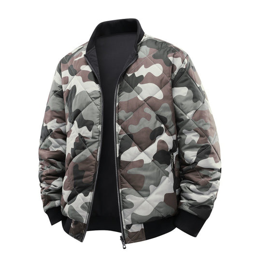 Herren Gestepptes Camouflage-Bomberjacke mit Rippbündchen und Zweiwege-Reißverschluss Nord Taschen
