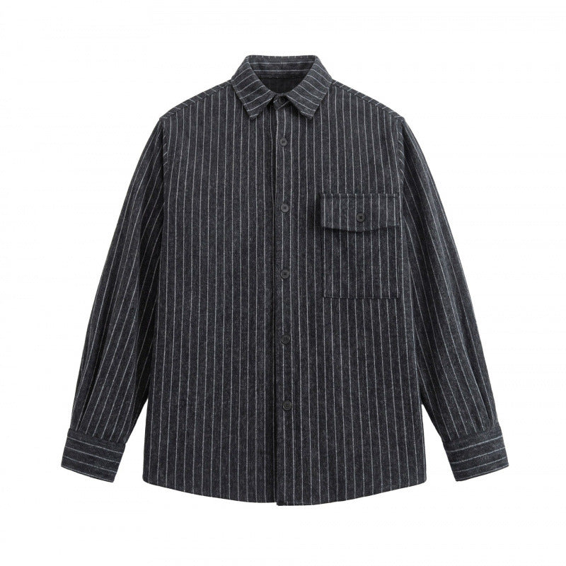 Unisex Overshirt-Hemdjacke mit Nadelstreifen und aufgesetzter Pattentasche Nord Taschen