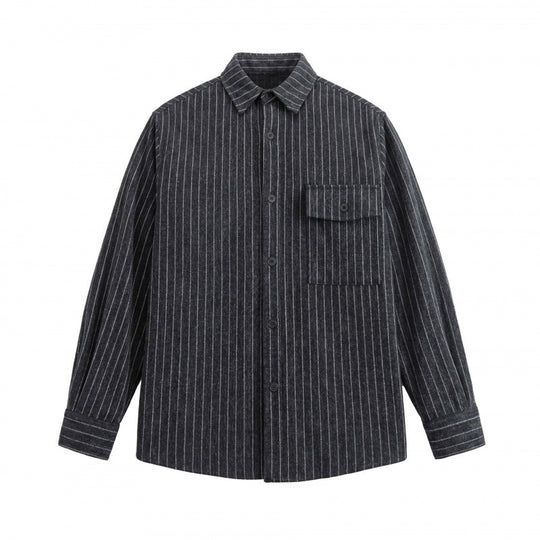 Unisex Overshirt-Hemdjacke mit Nadelstreifen und aufgesetzter Pattentasche Nord Taschen