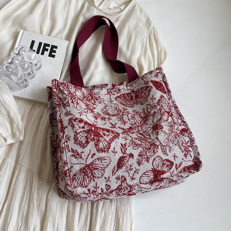 Damen Jute-Handtasche mit floralem Design Nord Taschen