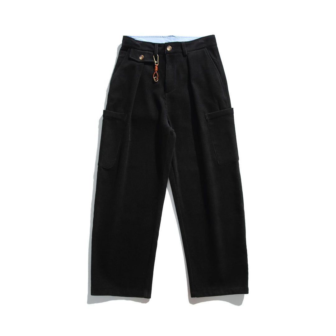 Herren Cord‑Cargo‑Hose mit hoher Taille, weitem Bein und aufgesetzten Pattentaschen Nord Taschen