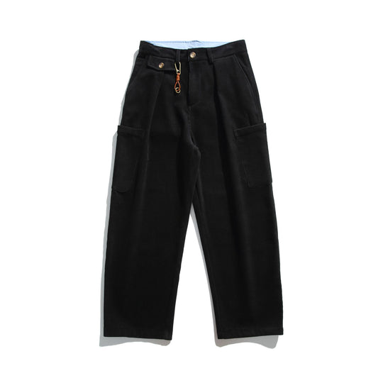 Herren Cord‑Cargo‑Hose mit hoher Taille, weitem Bein und aufgesetzten Pattentaschen Nord Taschen