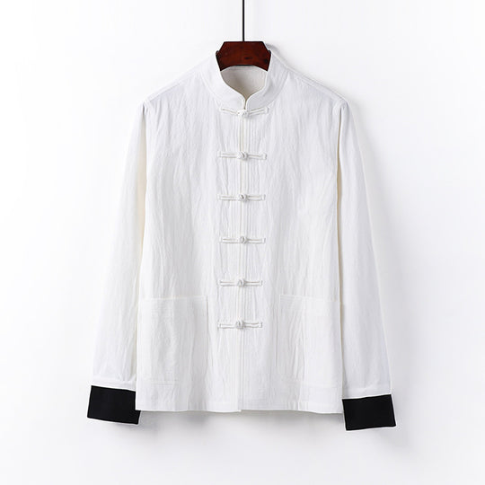 Herren Traditionelle chinesische Tang-Jacke mit Stehkragen und Knotenverschlüssen Nord Taschen