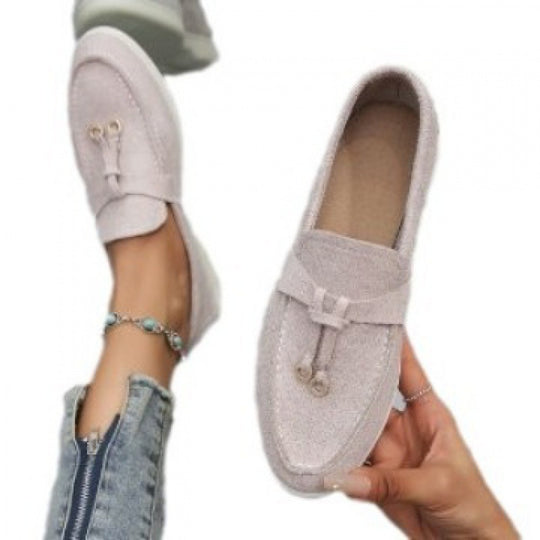 Damen nan elegante Mokassin-Loafer mit dekorativer Ringschlaufe, weichem Komfortfußbett und flexibler Leichtsohle Nord Taschen