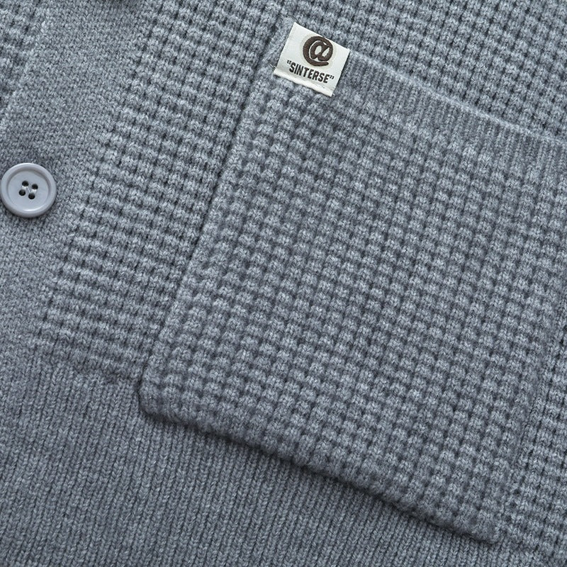 Herren Grobstrukturierte Hemdjacke-Strickcardigan mit Waffelstruktur, Hemdkragen & aufgesetzten Taschen Nord Taschen