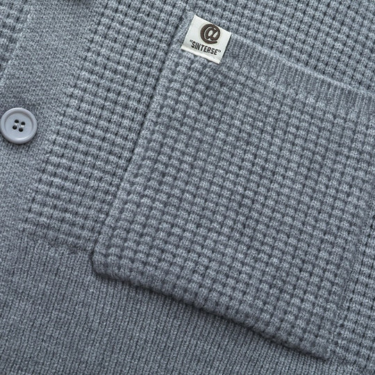 Herren Grobstrukturierte Hemdjacke-Strickcardigan mit Waffelstruktur, Hemdkragen & aufgesetzten Taschen Nord Taschen