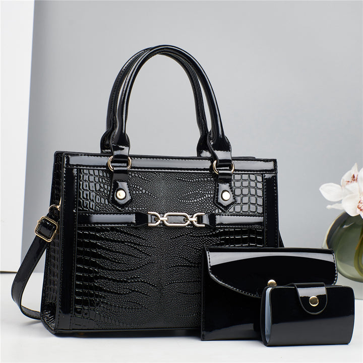 Damen elegante Handtasche mit hochwertiger Kroko-Prägung und abnehmbarer Clutch Nord Taschen