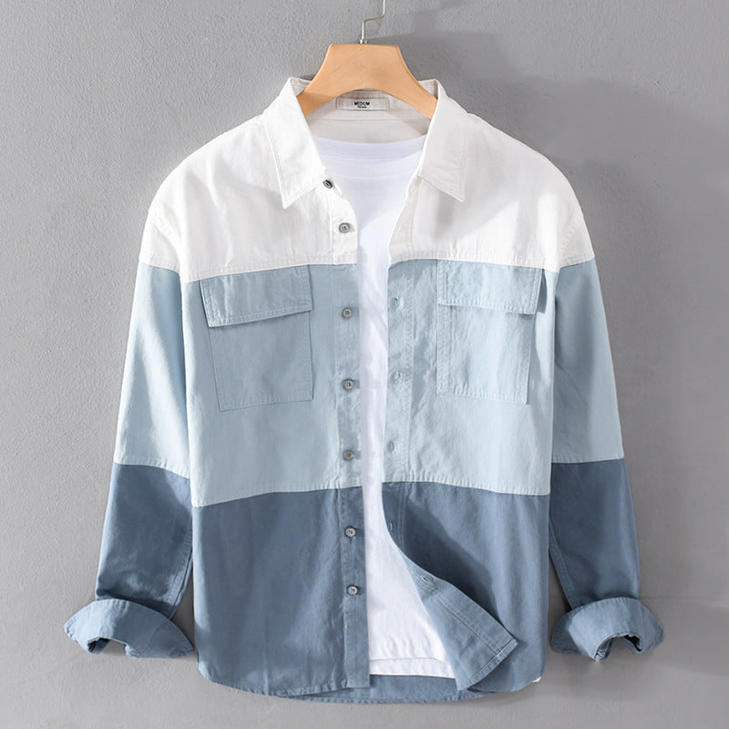Herren Colorblock-Overshirt im Hemdjackenstil mit Brusttaschen und Relaxed-Fit Nord Taschen