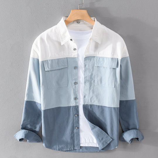 Herren Colorblock-Overshirt im Hemdjackenstil mit Brusttaschen und Relaxed-Fit Nord Taschen