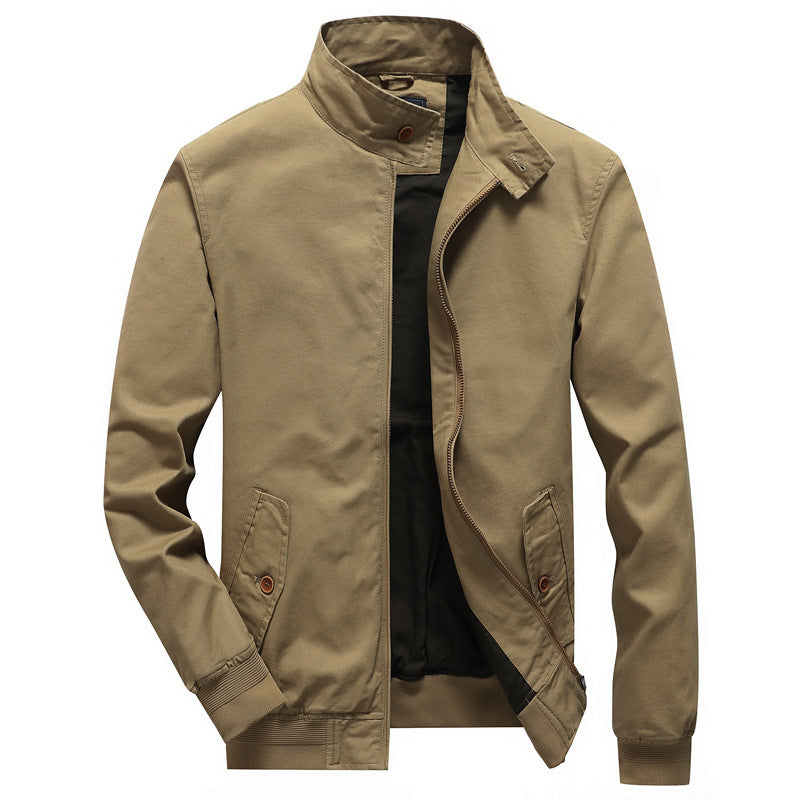 Herren leichter Canvas-Fieldbomber mit Stehkragen, verdecktem Reißverschluss und Pattentaschen Nord Taschen