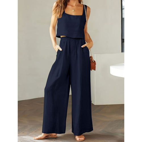 Damen lässiger Jumpsuit mit weitem Bein und praktischen Taschen Nord Taschen