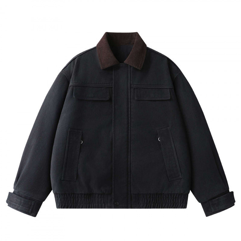 Herren Oversized Canvas-Blouson mit Cordkragen, verdeckter Frontleiste und gerafftem Saum Nord Taschen