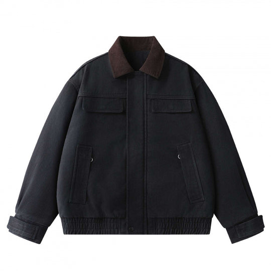 Herren Oversized Canvas-Blouson mit Cordkragen, verdeckter Frontleiste und gerafftem Saum Nord Taschen