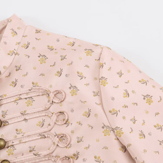 Damen Kurzblouson im romantischen Militärstil mit Blumenjacquard und dekorativen Kordelschließen Nord Taschen