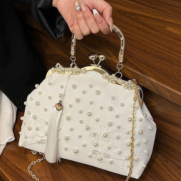 Damen elegante Clutch-Tasche mit luxuriösen Perlenverzierungen Nord Taschen